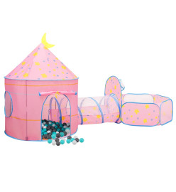 Tente de jeu pour enfants avec 250 balles Rose 301x120x128 cm