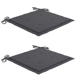 Chaises de jardin 2 pcs avec coussins anthracite Bois de teck