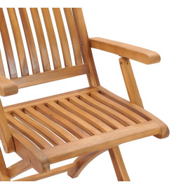 Chaises pliables de jardin avec coussins 4 pcs Teck solide