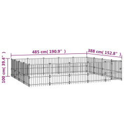 Chenil d'extérieur pour chiens Acier 18,82 m²