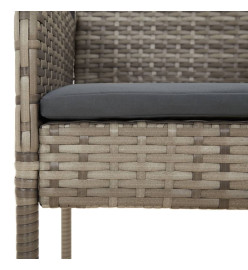 Mobilier à dîner de jardin 3pcs avec coussins noir et gris