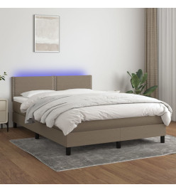 Sommier tapissier avec matelas et LED Taupe 140x200 cm Tissu