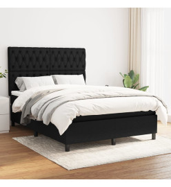 Lit à sommier tapissier avec matelas Noir 140x190 cm Tissu