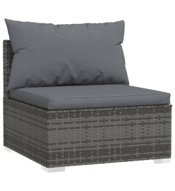 Salon de jardin 12 pcs avec coussins Gris Résine tressée