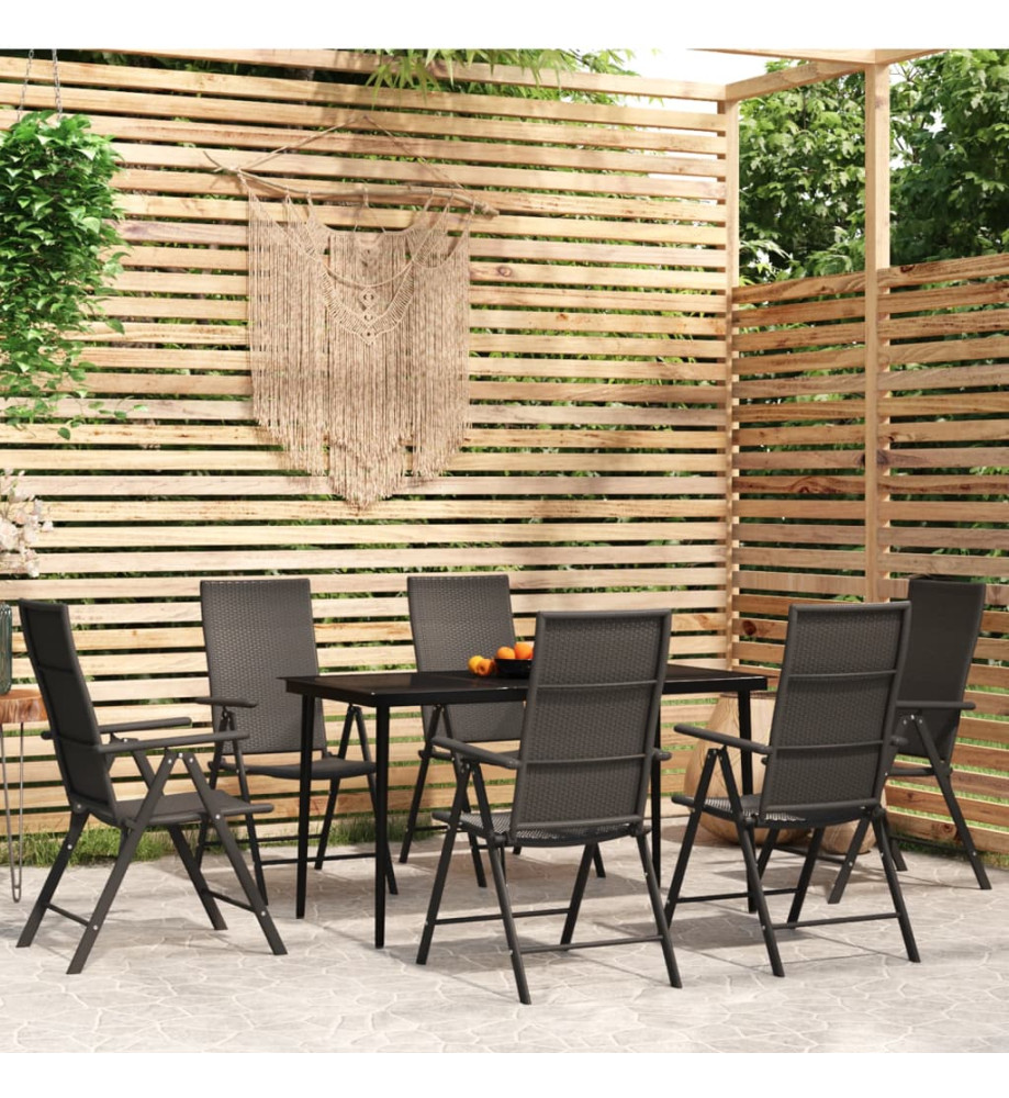 Ensemble de salle à manger de jardin 7 pcs Noir Ensemble de salle à manger de jardin 7 pcs Noir
