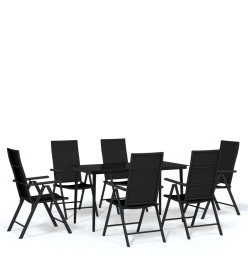 Ensemble de salle à manger de jardin 7 pcs Noir