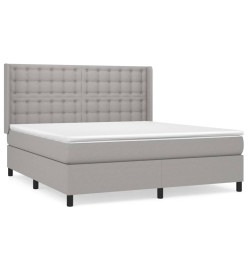 Lit à sommier tapissier avec matelas Gris clair 160x200cm Tissu