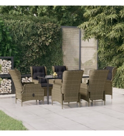 Ensemble à dîner de jardin 7 pcs Marron Résine tressée