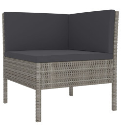 Salon de jardin 10 pcs avec coussins Résine tressée Gris