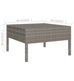 Salon de jardin 10 pcs avec coussins Résine tressée Gris