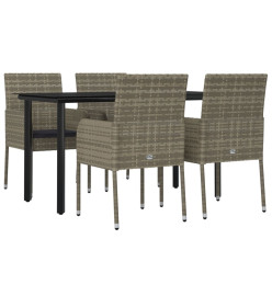 Mobilier à dîner de jardin et coussins 5 pcs noir et gris
