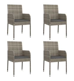 Mobilier à dîner de jardin et coussins 5 pcs noir et gris
