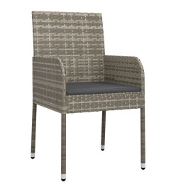 Mobilier à dîner de jardin et coussins 5 pcs noir et gris