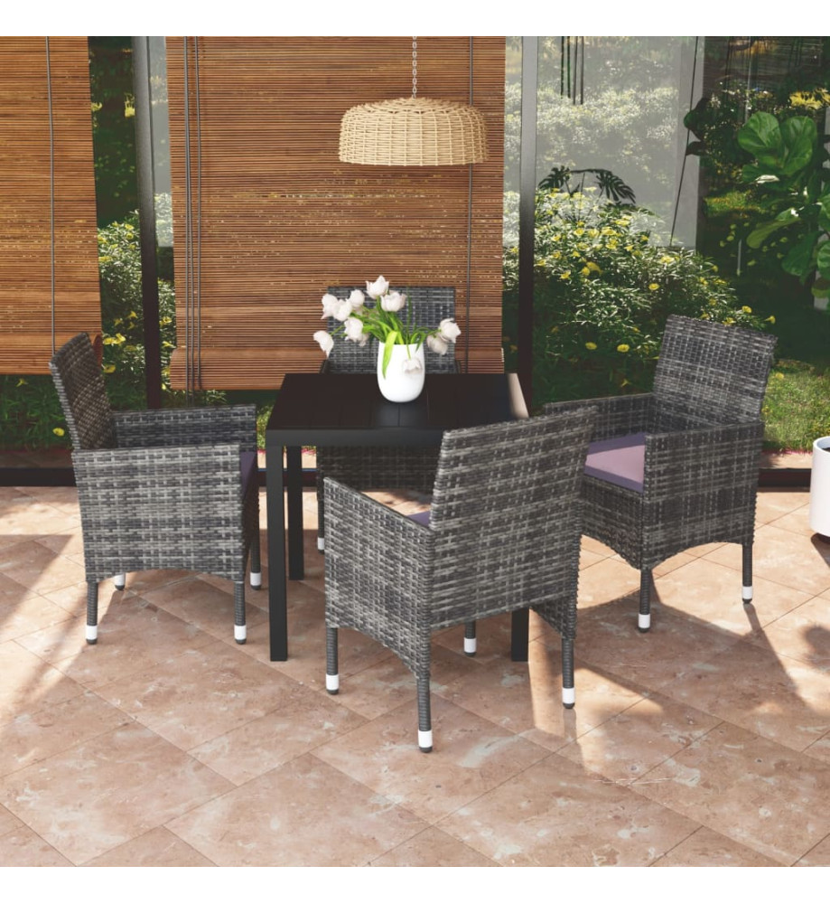 Mobilier à dîner de jardin et coussins 5pcs Résine tressée Gris Mobilier à dîner de jardin et coussins 5pcs Résine tressée Gris
