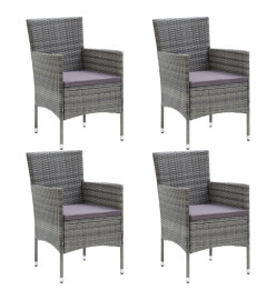 Mobilier à dîner de jardin et coussins 5pcs Résine tressée Gris