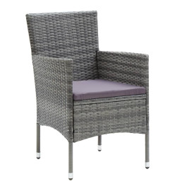 Mobilier à dîner de jardin et coussins 5pcs Résine tressée Gris