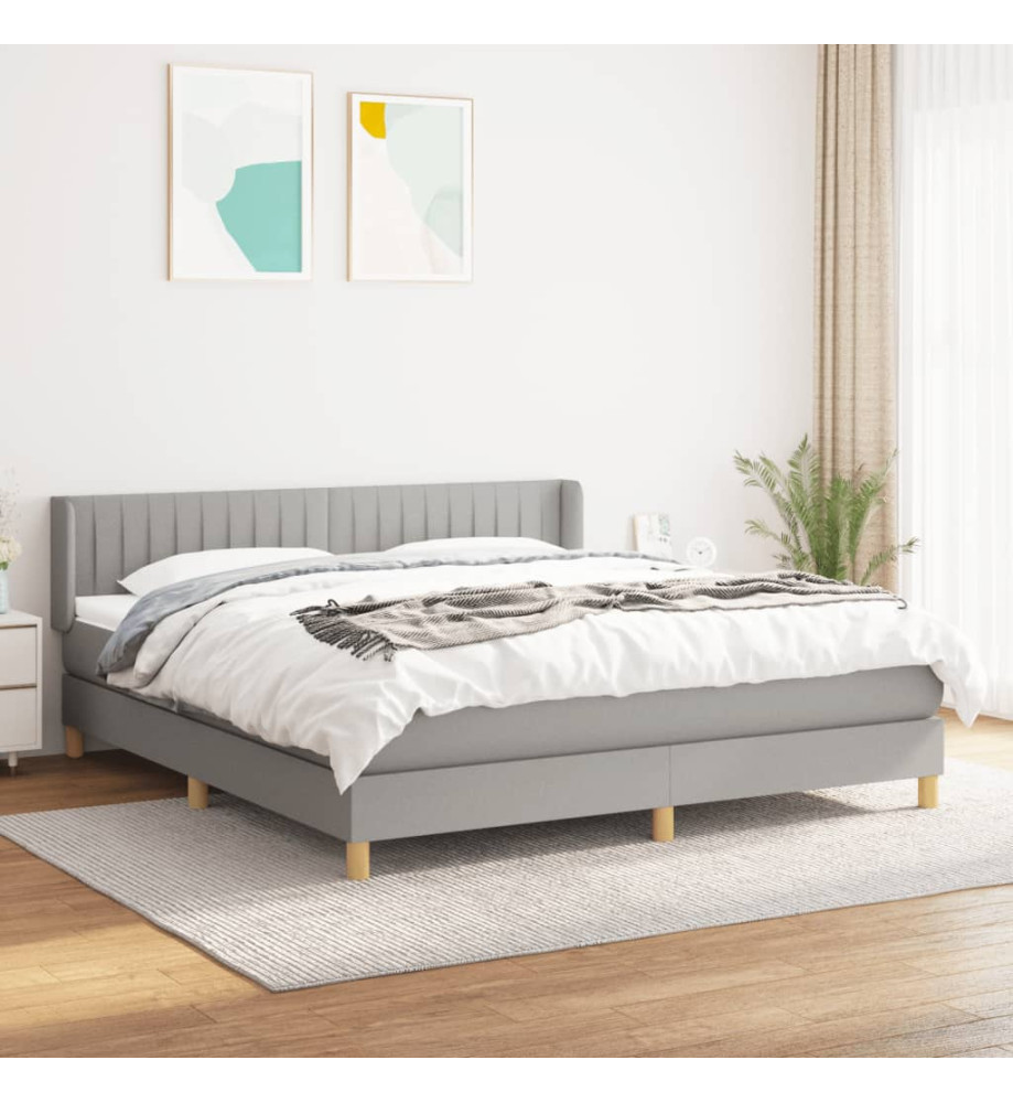 Lit à sommier tapissier avec matelas Gris clair 180x200cm Tissu Lit à sommier tapissier avec matelas Gris clair 180x200cm Tissu