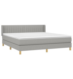 Lit à sommier tapissier avec matelas Gris clair 180x200cm Tissu