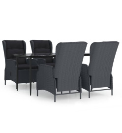 Ensemble à dîner de jardin 5 pcs Gris foncé Résine tressée