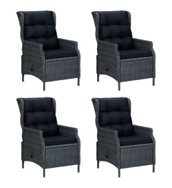 Ensemble à dîner de jardin 5 pcs Gris foncé Résine tressée