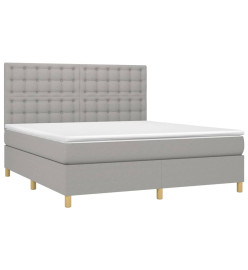 Lit à sommier tapissier avec matelas Gris clair 160x200cm Tissu