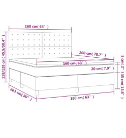 Lit à sommier tapissier avec matelas Gris clair 160x200cm Tissu