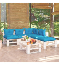 Salon palette de jardin 6 pcs avec coussins bois de pin