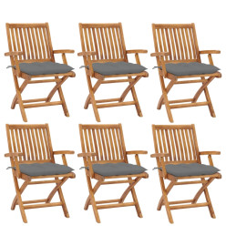 Chaises pliables de jardin avec coussins 6 pcs Bois de teck