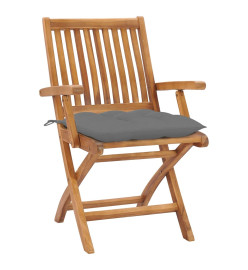 Chaises pliables de jardin avec coussins 6 pcs Bois de teck