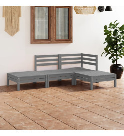 Salon de jardin 4 pcs Gris Bois de pin massif