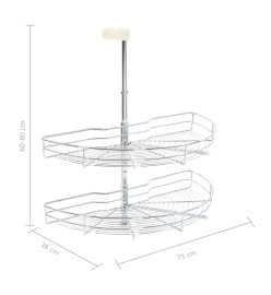 Panier à 2 niveaux métallique de cuisine 180 degrés 75x38x80 cm