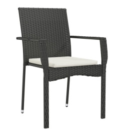 Ensemble à dîner de jardin et coussins 7pcs Noir Résine tressée
