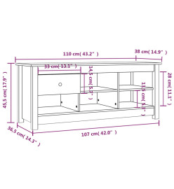 Armoire à chaussures Blanc 110x38x45,5 cm Bois de pin massif