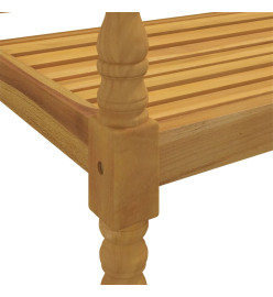 Banc Batavia coussin à motif de carreaux gris 150cm Bois teck