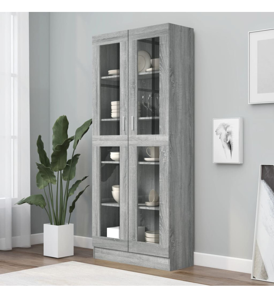 Armoire à vitrine Sonoma gris 82,5x30,5x185,5cm Bois ingénierie