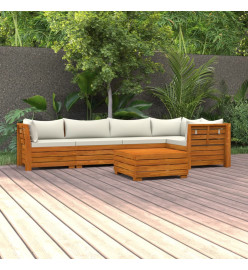 Salon de jardin 6 pcs avec coussins Bois d'acacia solide