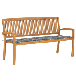 Banc de jardin empilable et coussin 159 cm Bois de teck massif