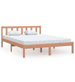 Cadre de lit Marron miel Bois pin massif 120x190cm Petit Double