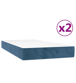 Lit à sommier tapissier et matelas Bleu foncé 200x200cm Velours