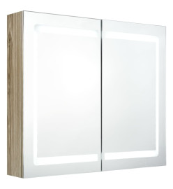 Armoire de salle de bain à miroir LED Chêne 80x12x68 cm