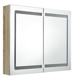 Armoire de salle de bain à miroir LED Chêne 80x12x68 cm