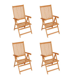 Chaises de jardin 4 pcs avec coussins bleu royal Bois de teck