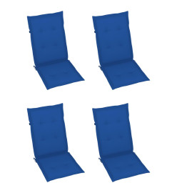 Chaises de jardin 4 pcs avec coussins bleu royal Bois de teck
