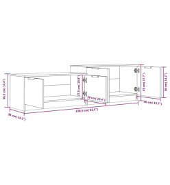 Meuble TV Noir 158,5x36x45 cm Bois d'ingénierie