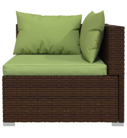 Salon de jardin 6 pcs avec coussins Résine tressée Marron
