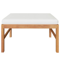 Salon de jardin 3 pcs avec coussins crème Bois de teck