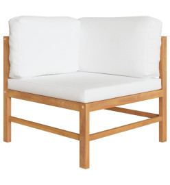 Salon de jardin 8 pcs avec coussins crème Bois de teck solide