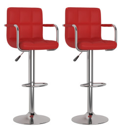 Tabourets de bar lot de 2 rouge bordeaux similicuir