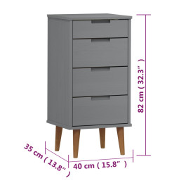 Commode MOLDE Gris 40x35x82 cm Bois de pin massif