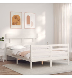 Cadre de lit avec tête de lit blanc 120x200 cm bois massif